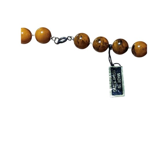 Vintage Necklace Marbelized Browns String Beaded Made in Hong Kong New Old Stock - Picture 9 of 16